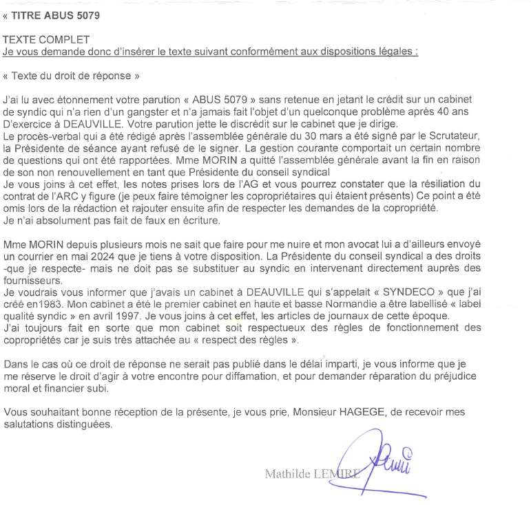 droit de reponse