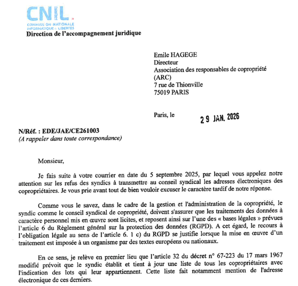 Le syndic doit remettre au conseil syndical les adresses mails des copropriétaires