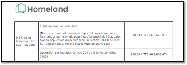 Le tarif démentiel du cabinet HOMELAND en matière d’opposition sur mutation