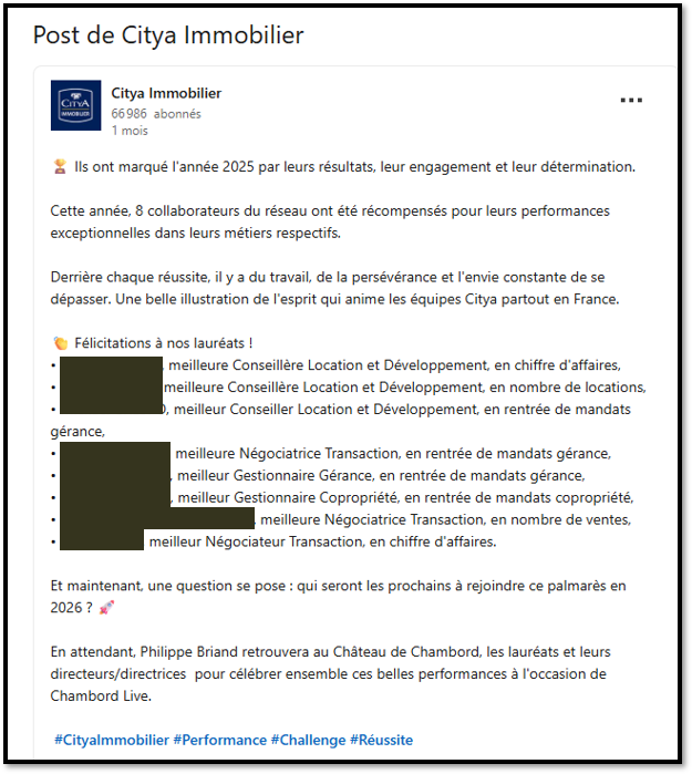 « Bravo ! à nos lauréats 2025 » ; à la hauteur de CITYA !