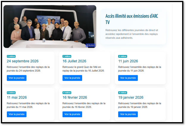 Le replay des émissions télévisées du 24 septembre 2026  produites par l’ARC Nationale déjà en ligne ! et déjà la suite !