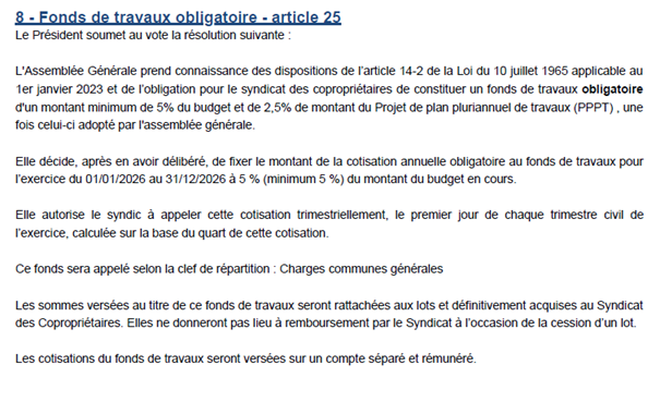 Le cabinet SERGIC devrait revoir le code de la copropriété sur la fixation de la cotisation minimale de fonds de travaux