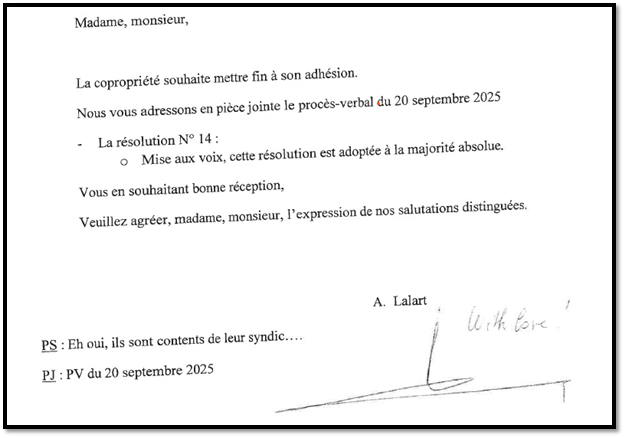À vrai dire, cela nous a fait doucement sourire surtout le service qui suit les adhésions de l’ARC Nationale, car ce syndic pense avoir gagné une guerre nucléaire contre l’ARC Nationale en nous mettant KO avec son petit côté sarcastique.