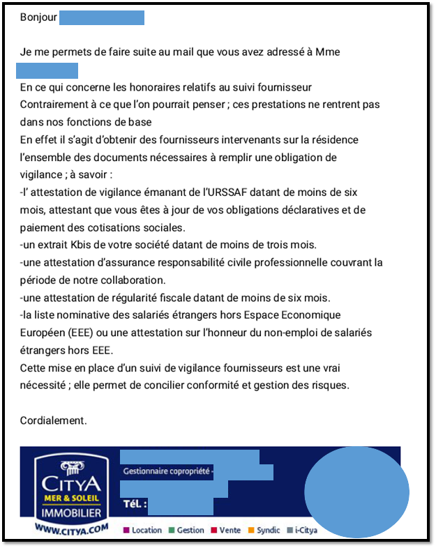Abus 5214 : Vigilance sur la facturation « vigilance fournisseur » de chez CITYA